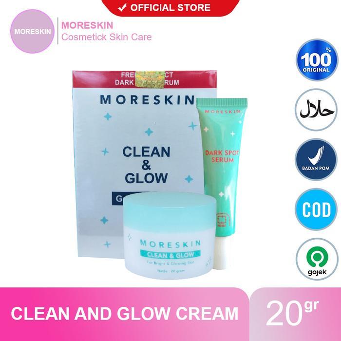 moreskin clean and glow nasa kemasan baru free serum/moreskin glow original/cream booster/glow nasa/