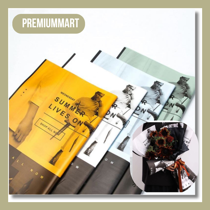 

20 LEMBAR Flower Wrapping Paper Cellophane Kertas Buket Bunga Motif Koran Florist KB069