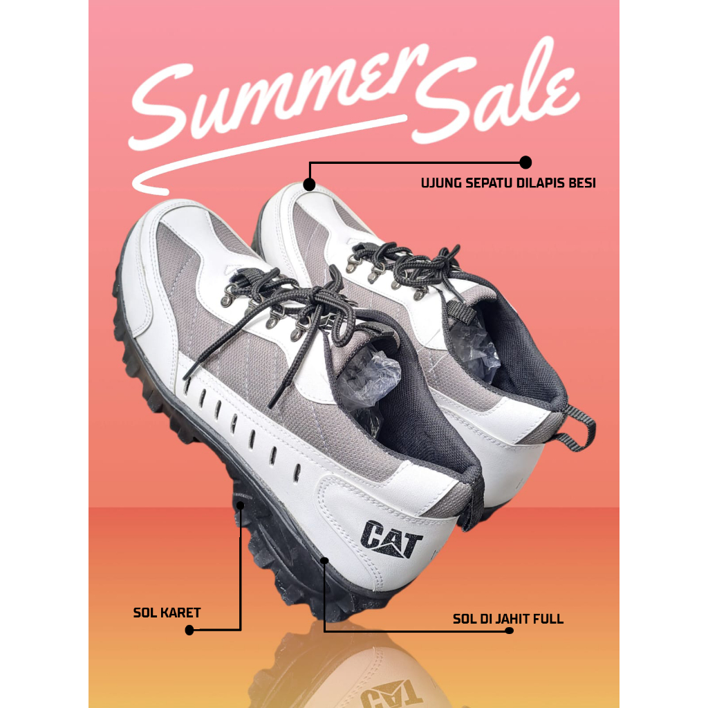 SEPATU SAFETY CAT UJUNG BESI SIZE 38-50 SEPATU SAFETY PRIA UJUNG BESI BIG SIZE UKURAN JUMBO