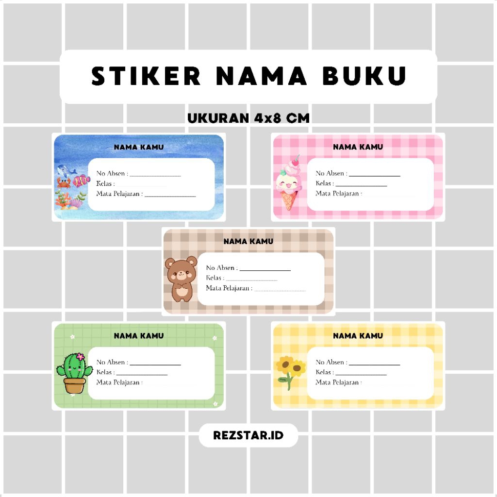 

34pcs Stiker Label Nama Buku Mata Pelajaran