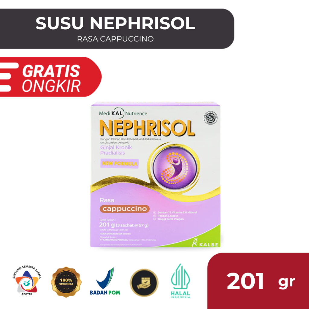 

Nephrisol Cappucino 201 Gram - Susu Rendah Protein Khusus Pasien Ginjal Predialisis / Susu Ginjal