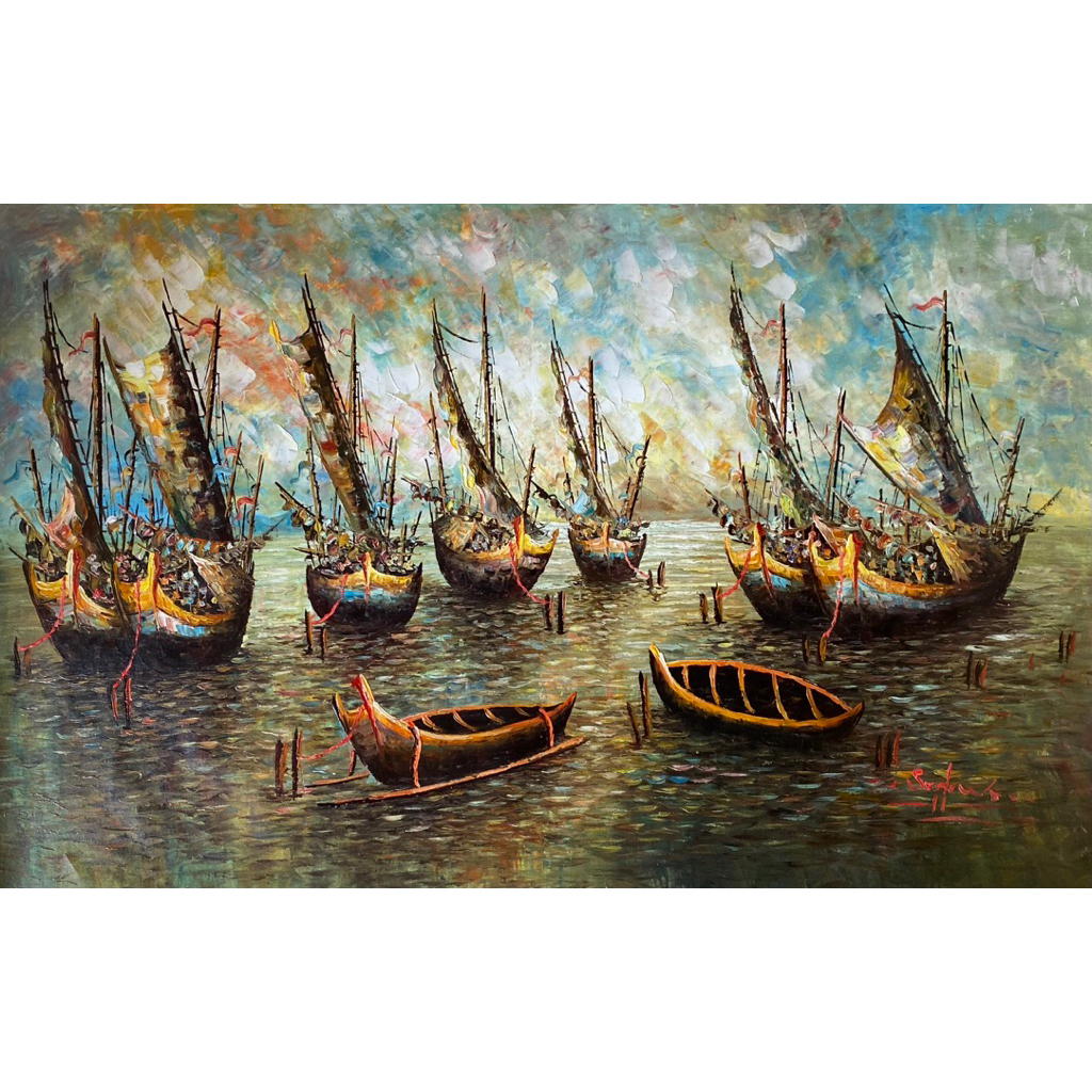 lukisan perahu , ukuran 135 X 85