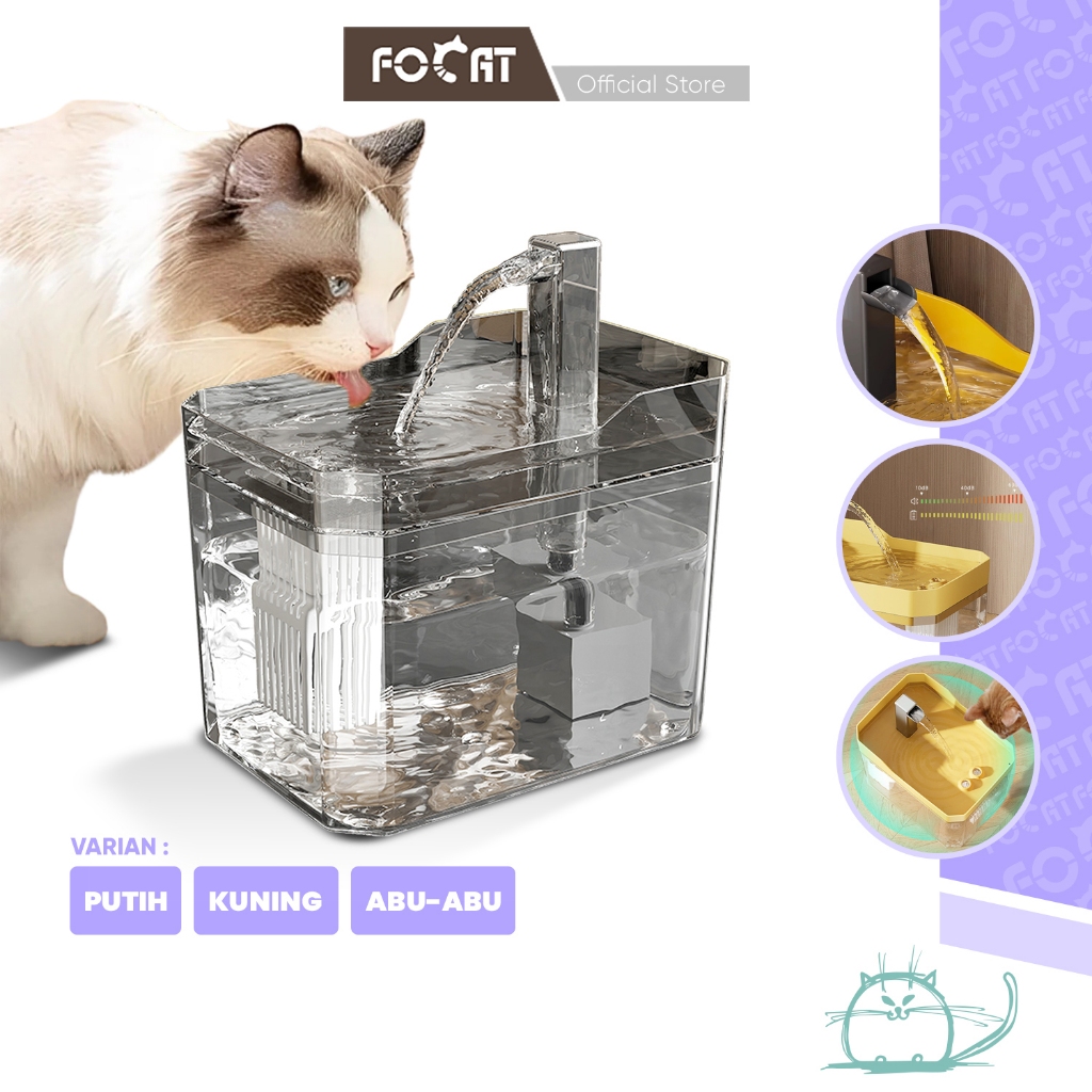 [HEMAT 10K] FOCAT Water Fountain Kucing / Tempat Minum Otomatis Kucing + Filter Air M71 Automatic Pe