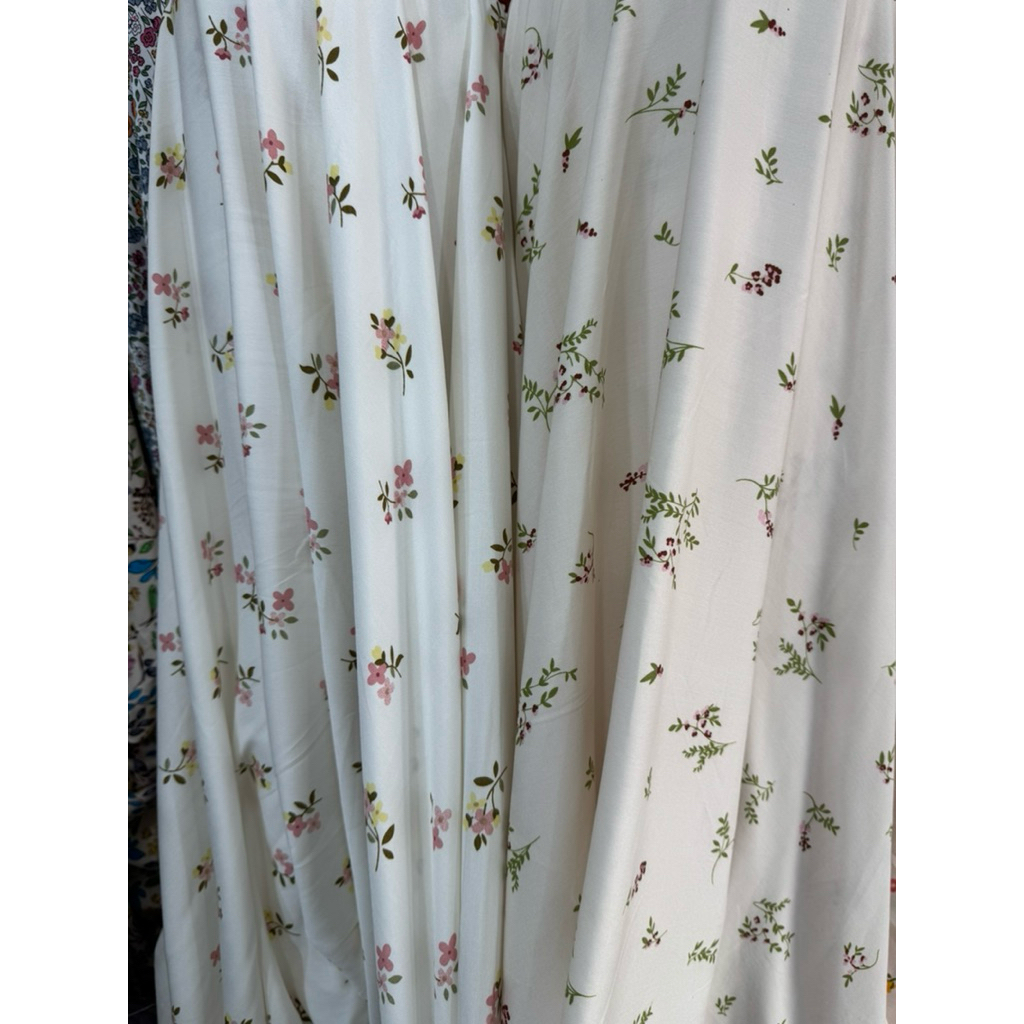 kain katun rayon twill motif bunga-rayon twill premium