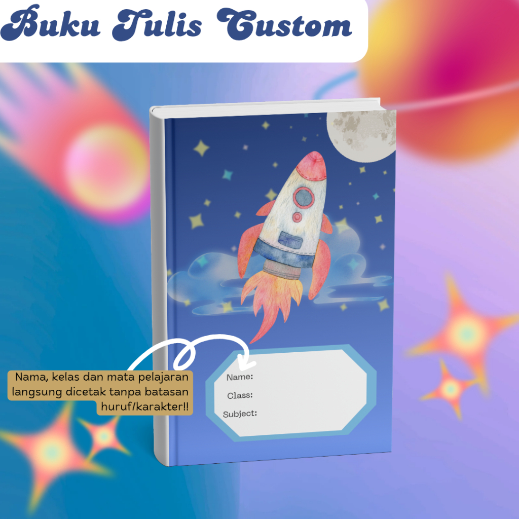 

Buku Tulis Rocket Custom Nama+Kelas+Mata Pelajaran | Buku Tulis Anak Custom