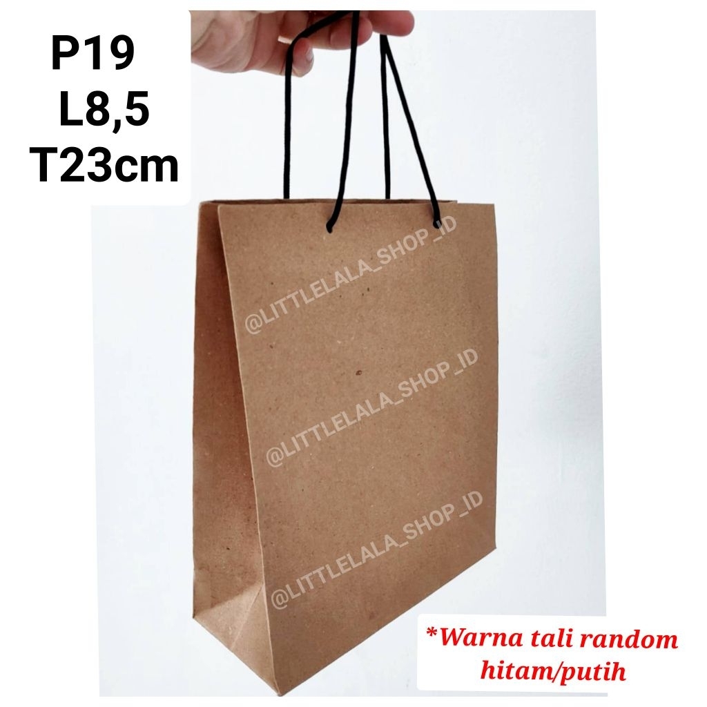 

Tas Belanja Coklat Polos P19 x L8,5 x T23cm coklat polos untuk sovenir, kue, oleh oleh