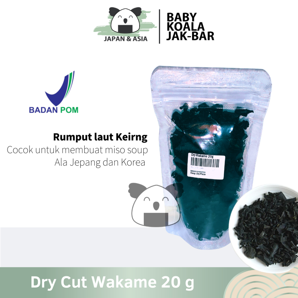 

DRY WAKAME Rumput Laut Kering 20 g │ Dried Cut Wakame Import for Miso Sup Ramen Udon –BKJ