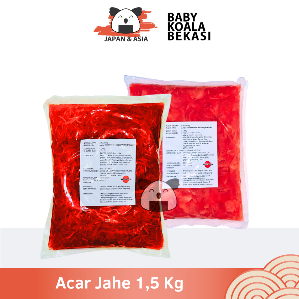 

GARI PINK & BENI SHOGA Acar Jahe Pink 1 Kg Halal │ Gary Import Ginger Pickled for Sushi │ Acar Jahe -BKB
