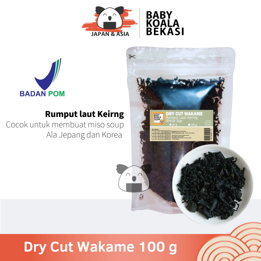 

DRY WAKAME Rumput Laut Kering 100 g │ Dried Cut Wakame Import for Miso Sup Ramen Udon –BKB