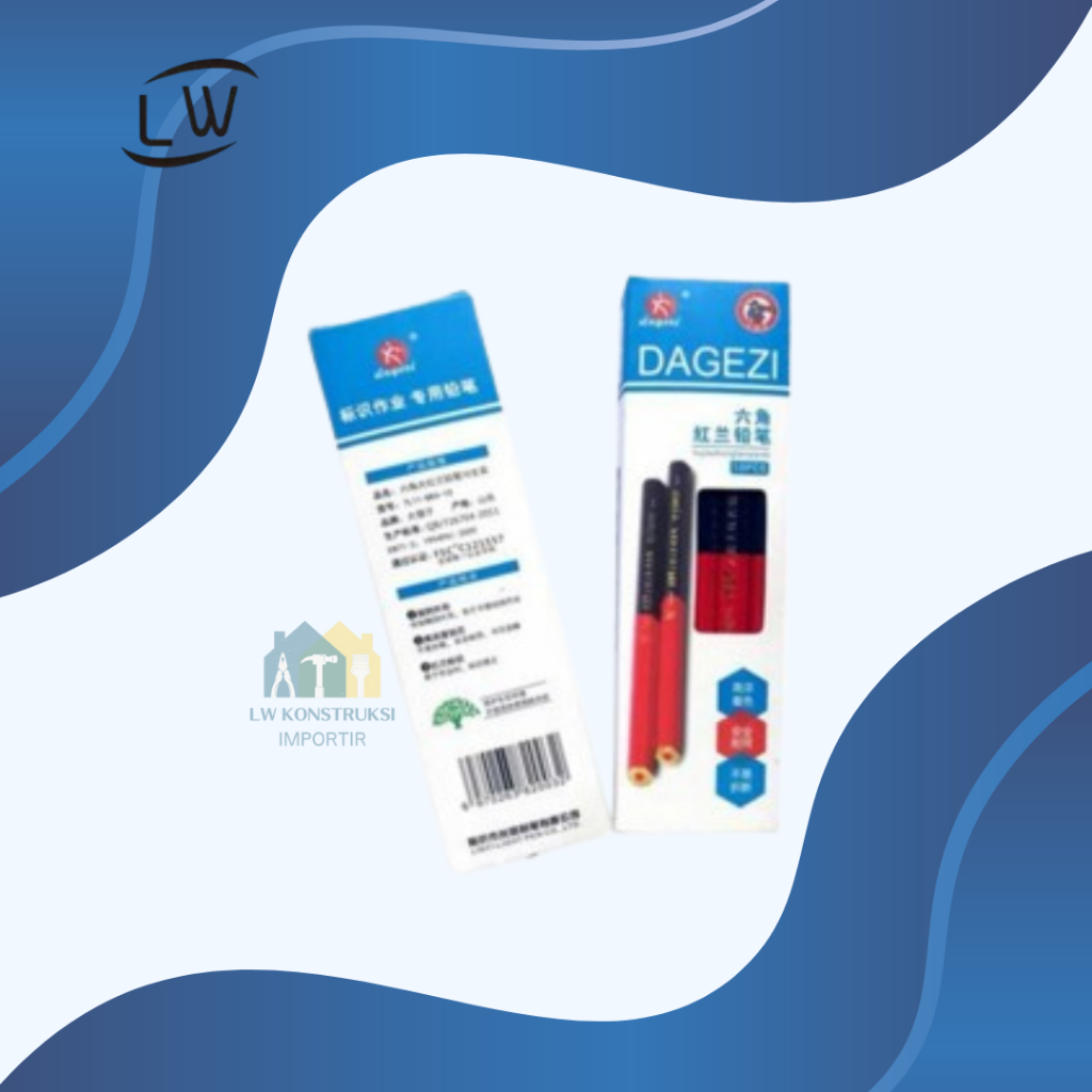 

10 PCS PENSIL TUKANG 2 WARNA BULAK BALIK / PENSIL BANGUNAN