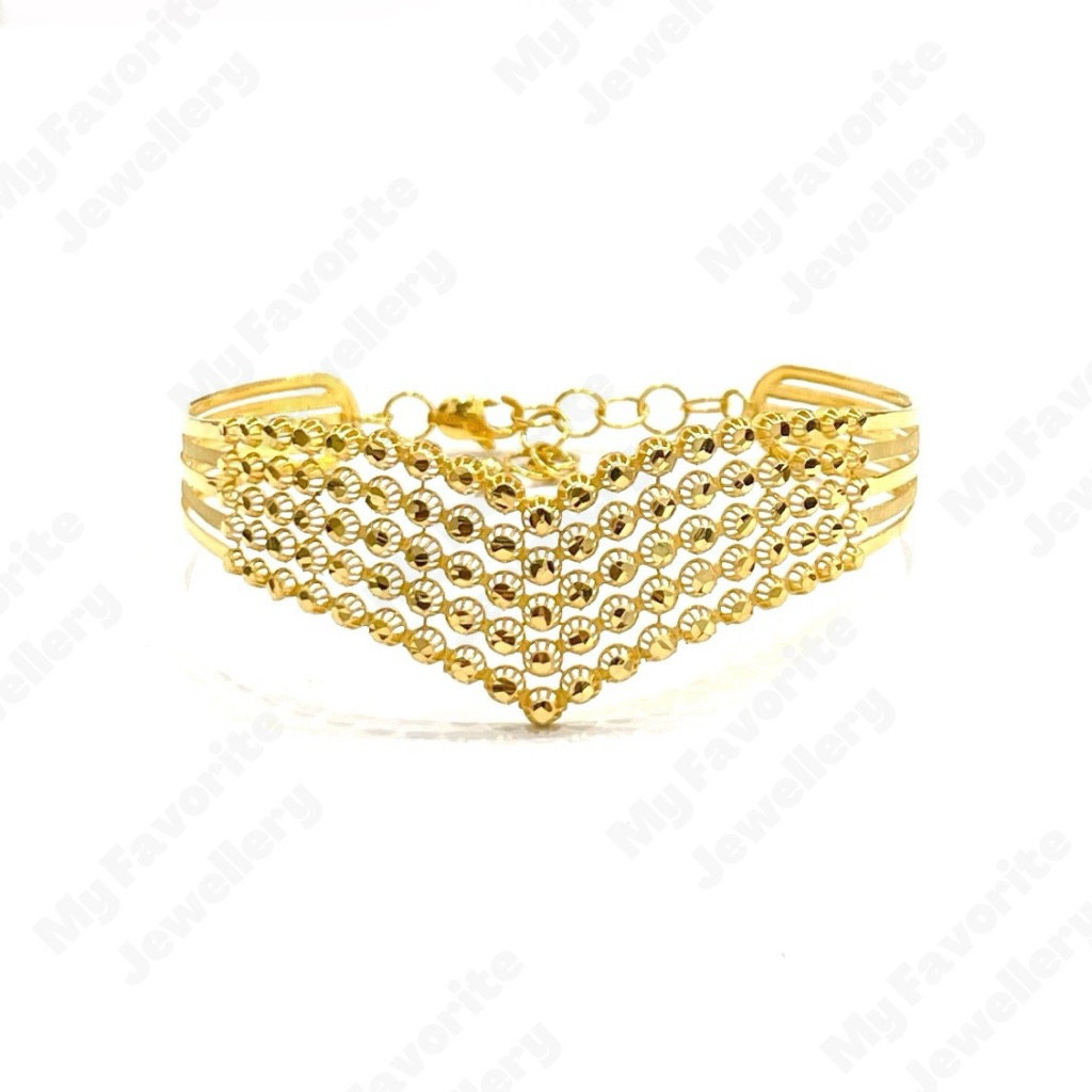 Gelang Kerawang Dot Model Aurel Emas Asli Kadar 700 16K