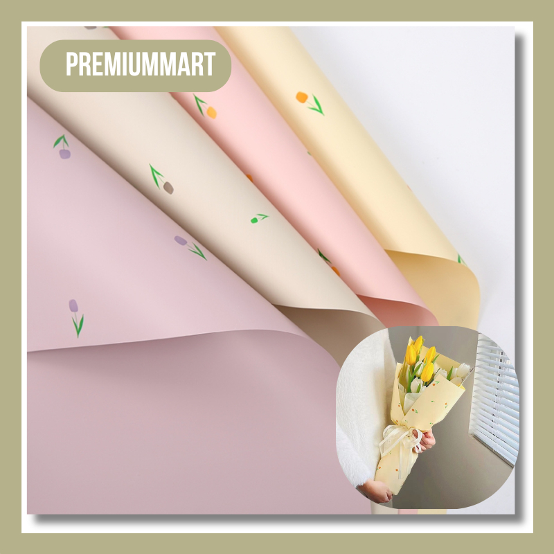 

20 LEMBAR Flower Wrapping Paper Tulip Kertas Buket / Kertas Kado Cellophane Waterproof Florist KB113
