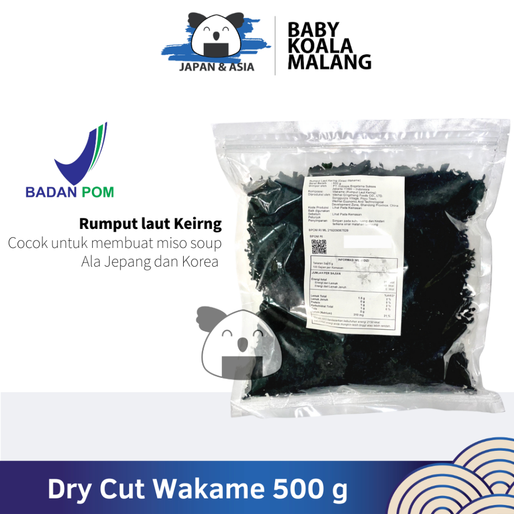 

DRY WAKAME Rumput Laut Kering 500 g │ Dried Cut Wakame Import for Miso Sup Ramen Udon –BKM