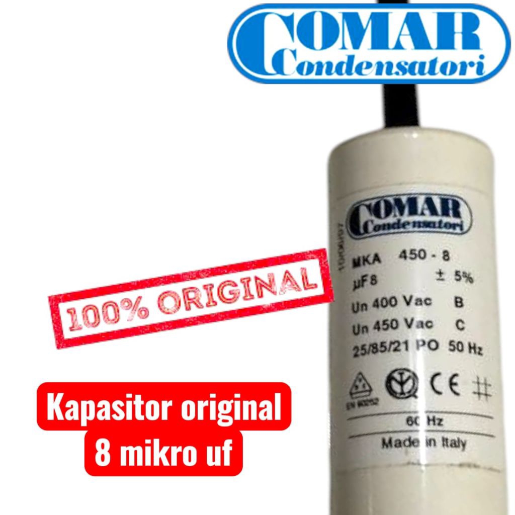 kapasitor 8uf pompa dorong wasser PB-169EA