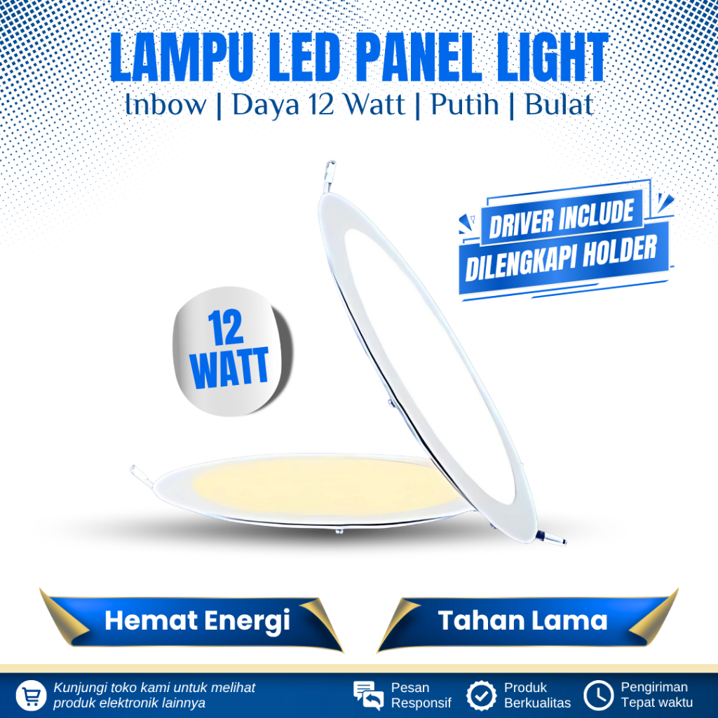LAMPU DOWNLIGHT LED INBOW 12 WATT BULAT CAHAYA PUTIH LAMPU LED PANEL LIGHT 12 WATT INBOW BULAT