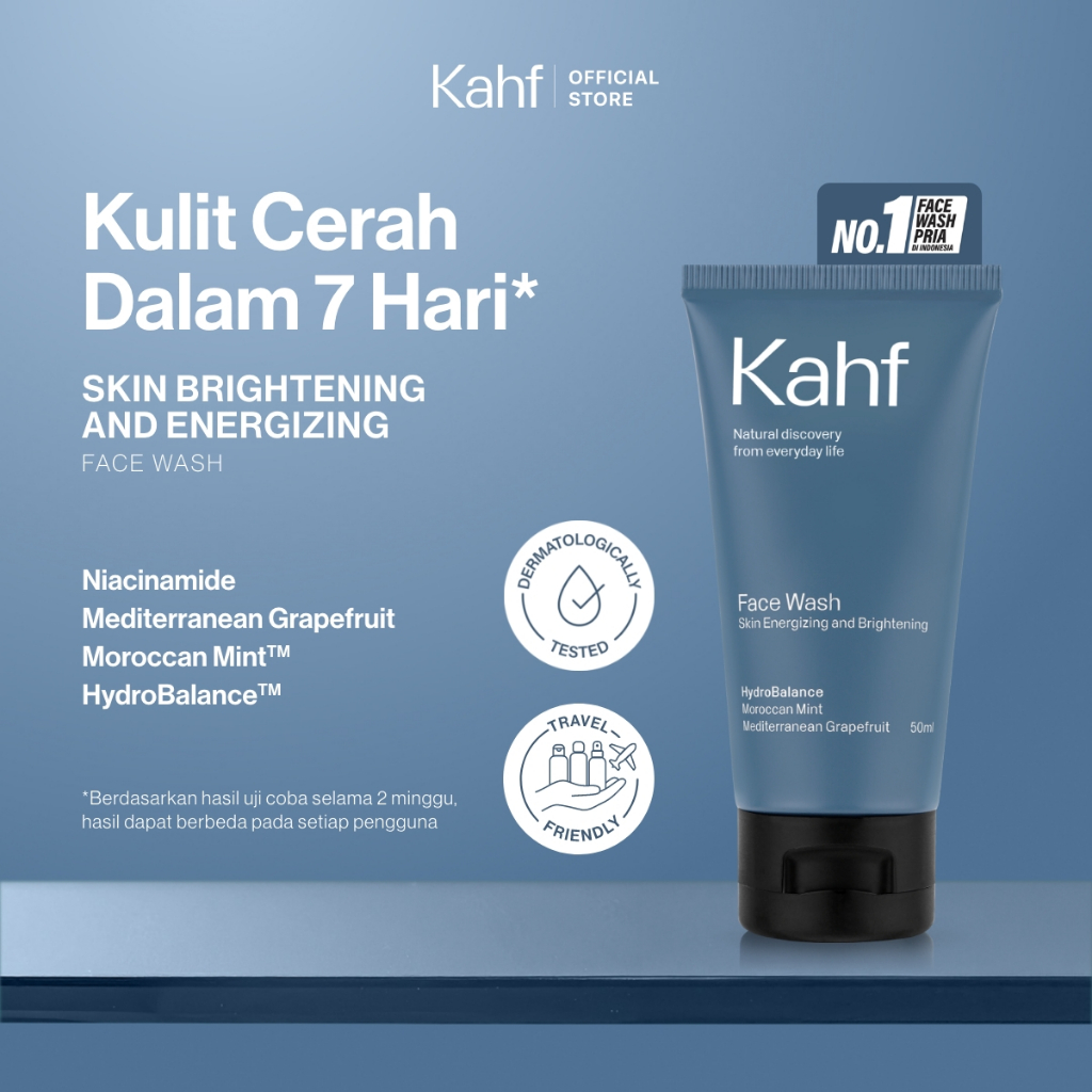 Kahf Face Wash Skin Energizing and Brightening 50 ml - Sabun Cuci Muka Pria untuk Mencerahkan Wajah 