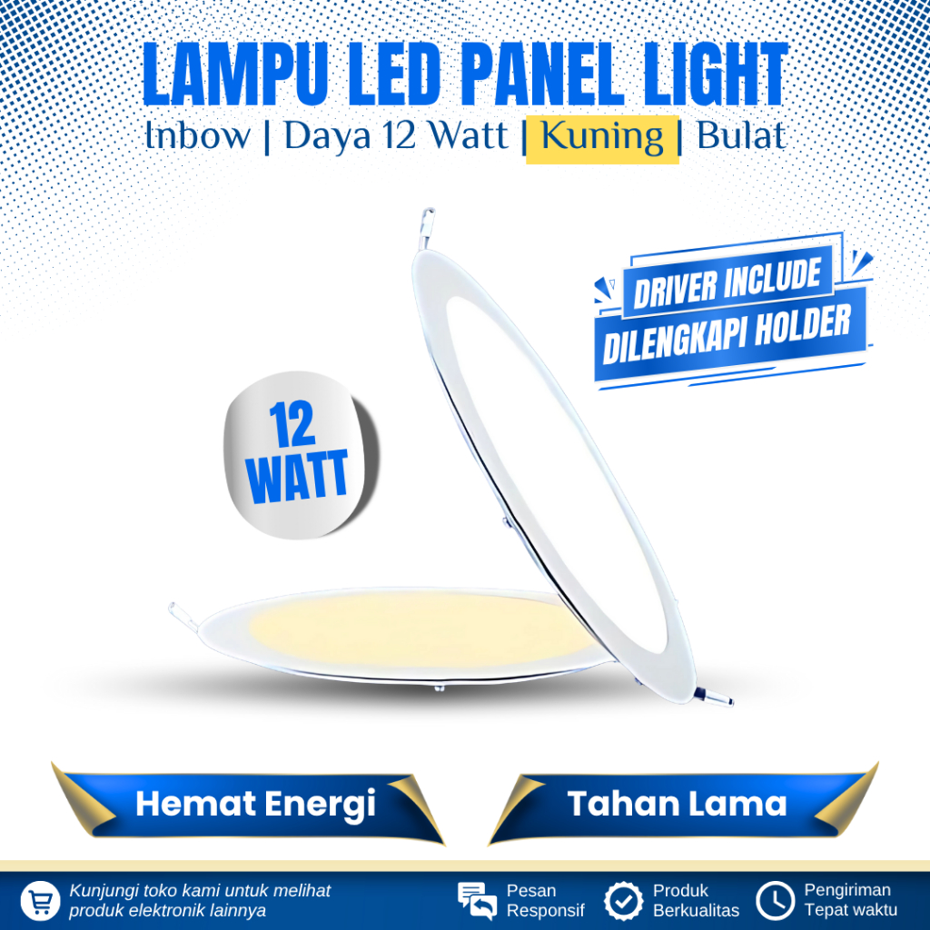 LAMPU DOWNLIGHT LED INBOW 12 WATT BULAT CAHAYA KUNING LAMPU LED PANEL LIGHT 12 WATT INBOW BULAT