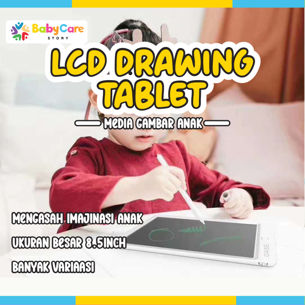 LCD TABLET DINO KARAKTER EDUKASI ANAK / DRAWING WRITING TABLET Belajar Sekolah / Papan Tulis Digital