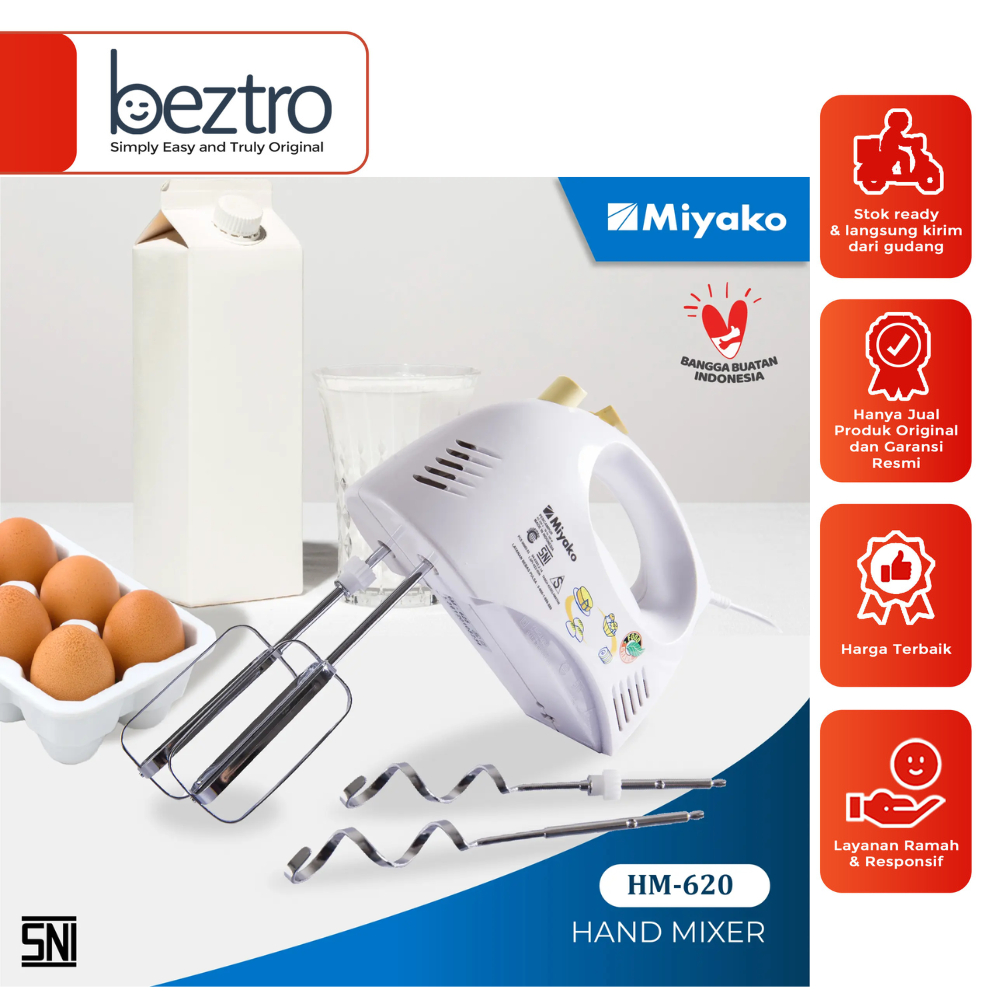 Miyako Hand Mixer HM-620 Pengocok Pengaduk Kue Roti HM620 5 Speed