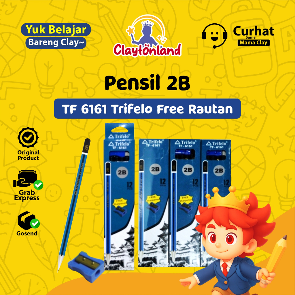 

Pensil 2B TF 6161 Trifelo Free Rautan 1pack isi 12pcs