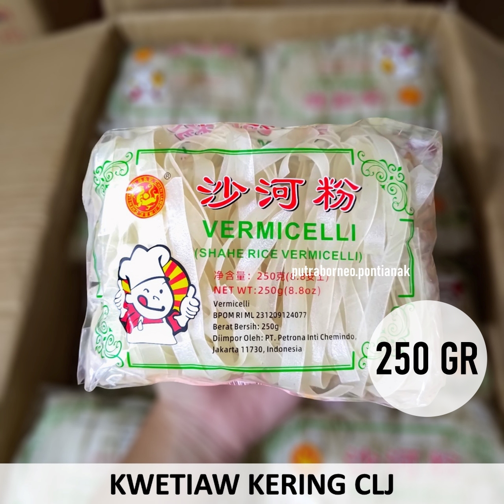 

Mitiao Kering CLJ 250gr / Kwetiau Kering Halal / Kwetiau Instan Mentah