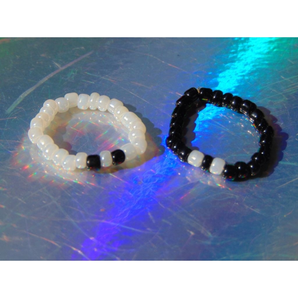 Couple Ring Black and White ☆★ || Cincin Couple Manik-manik