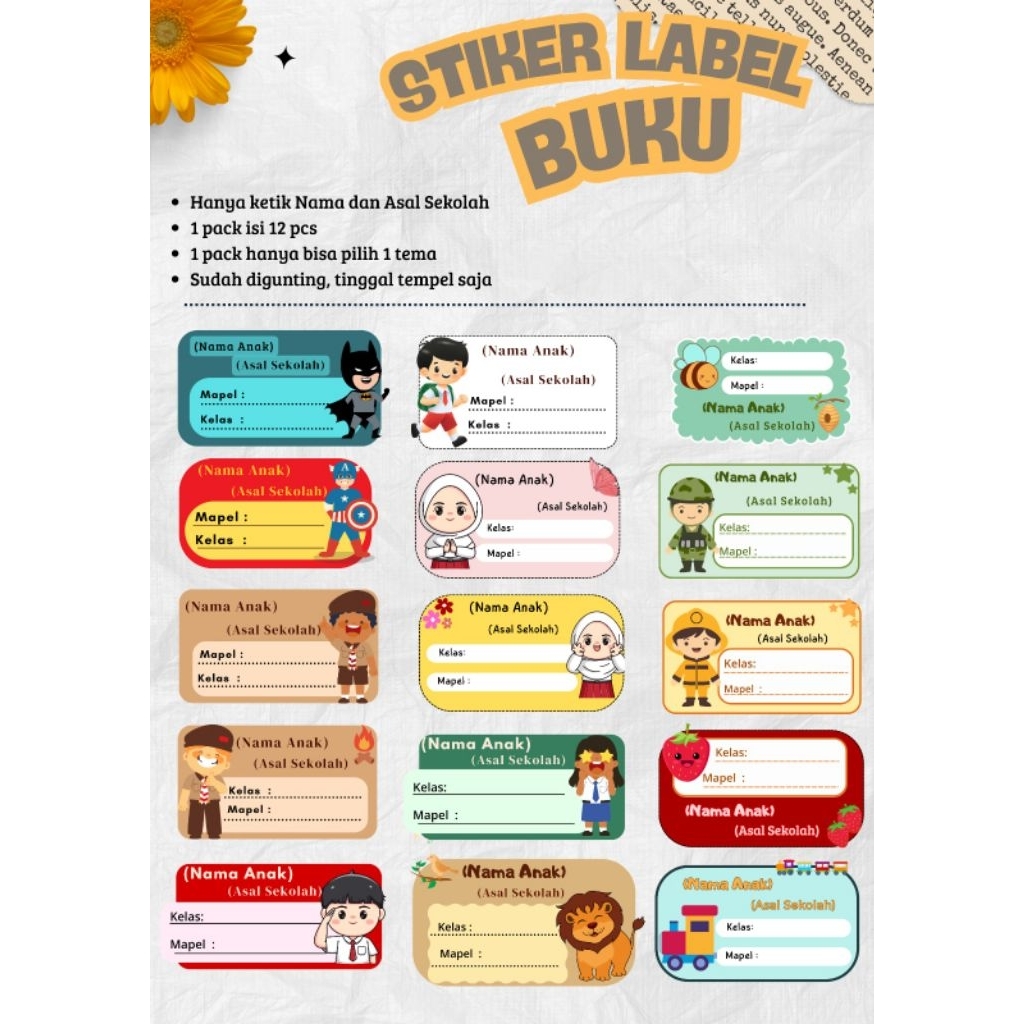 

Label mapel buku