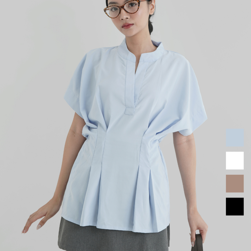 kemeja wispie fetted lengan pendek wanita