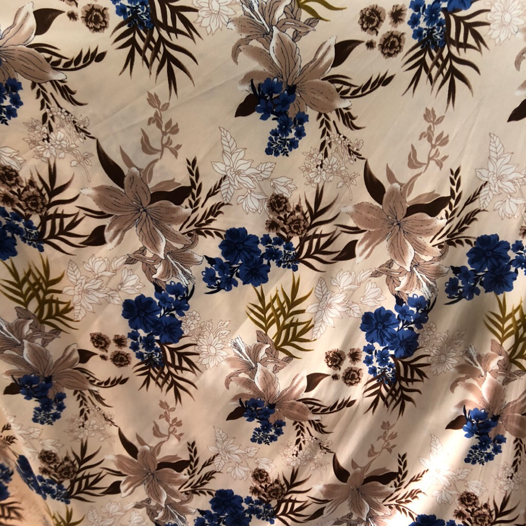 kain satin silk motif bunga - kain satin silk motif premium dc