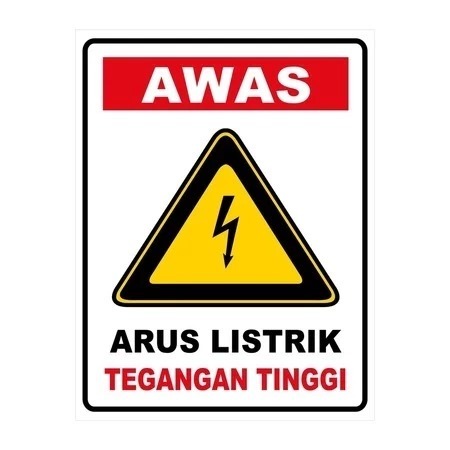 

STIKER VINYL AWAS LISTRIK TEGANGAN TINGGI Uk. 23x30 cm sign rambu k3 / Sticker Listrik Tegangan Tinggi