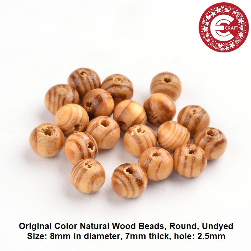 10 GRAM MANIK KAYU WARNA NATURAL UKURAN 8MM