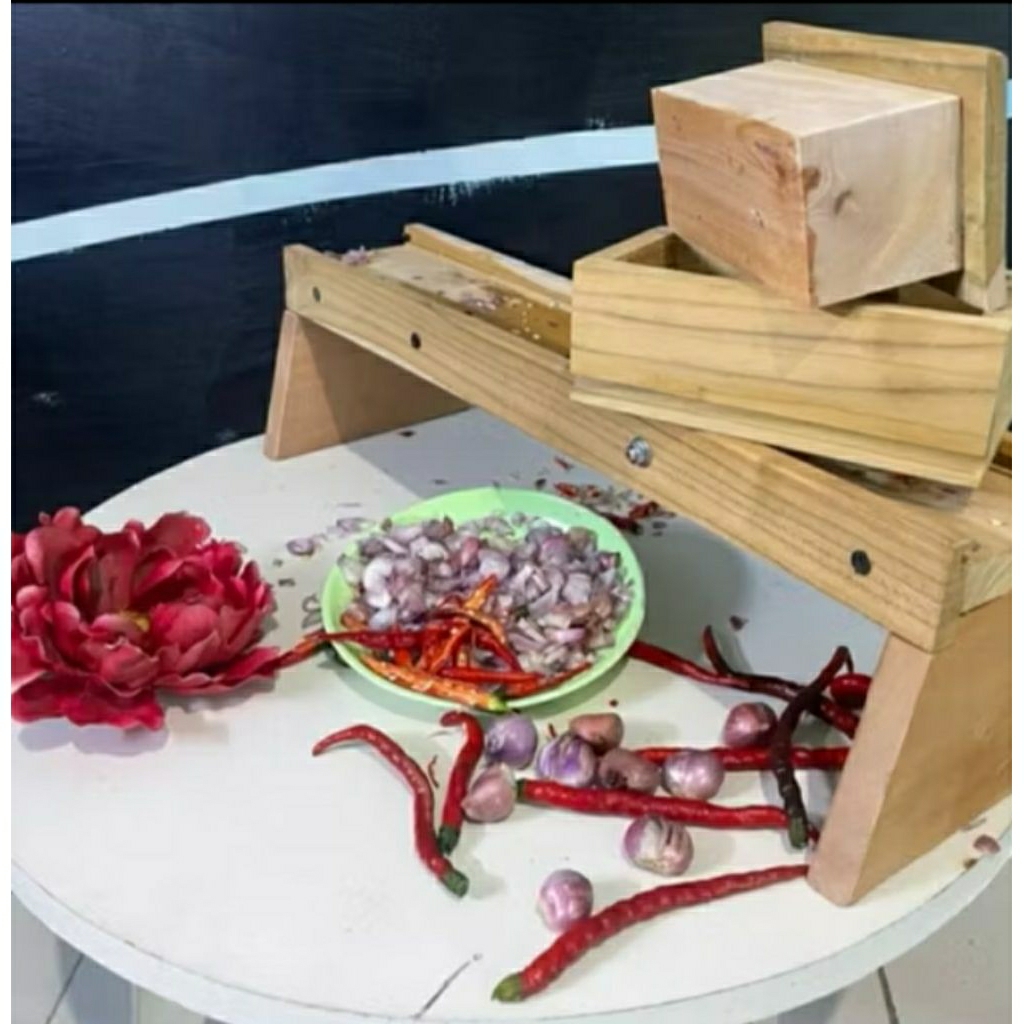 Pasrah bawang jumbo besar /pengiris bawang ketela ukuran jumbo bahan kayu jati asli