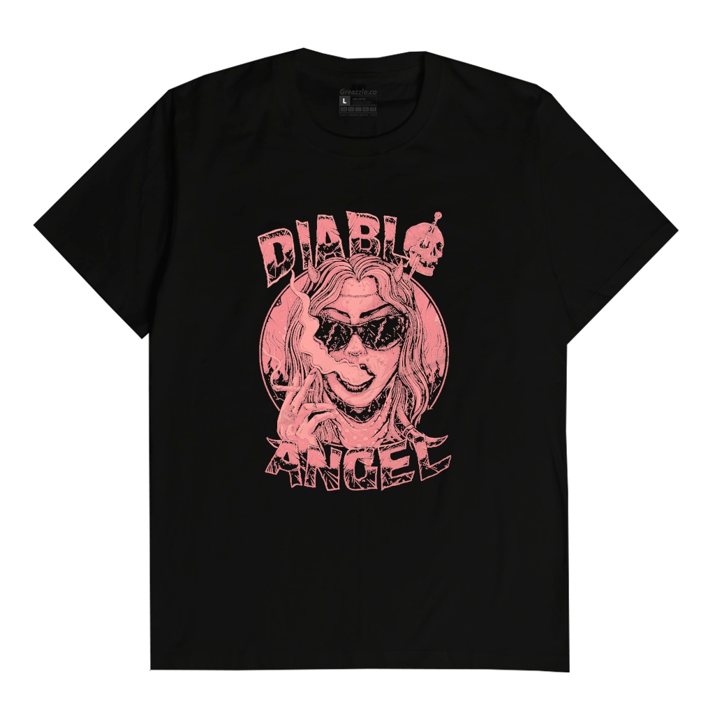 Greazzle.co - T-shirt Unisex Diable  - Kaos Distro Basic Hitam Bahan Katun Premium 100% Combed 30s T