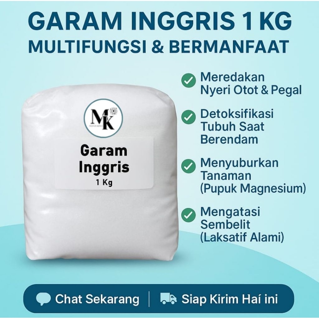 

Garam Inggris 1 Kg / Magnesium Sulfate / MgSO4