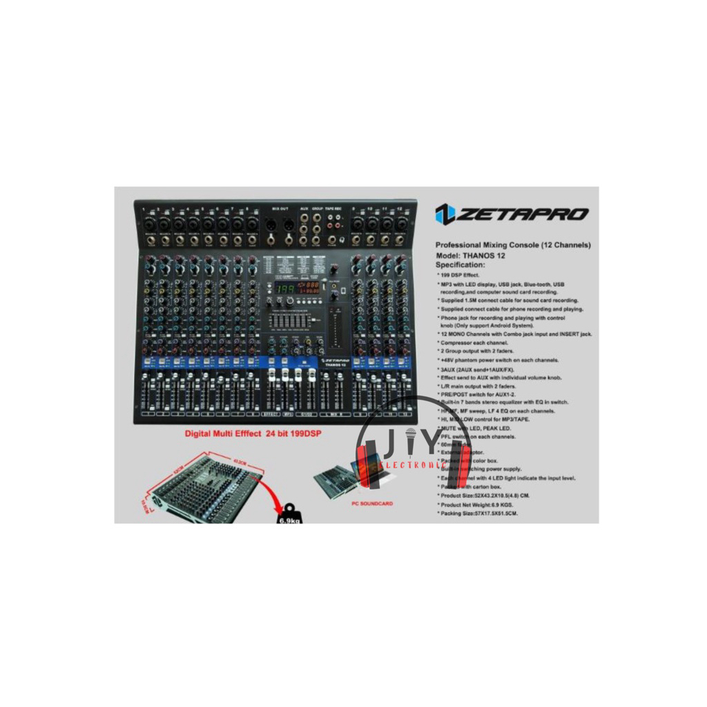 Audio Mixer 12 Channel Zetapro Thanos12 Thanos-12 Thanos 12