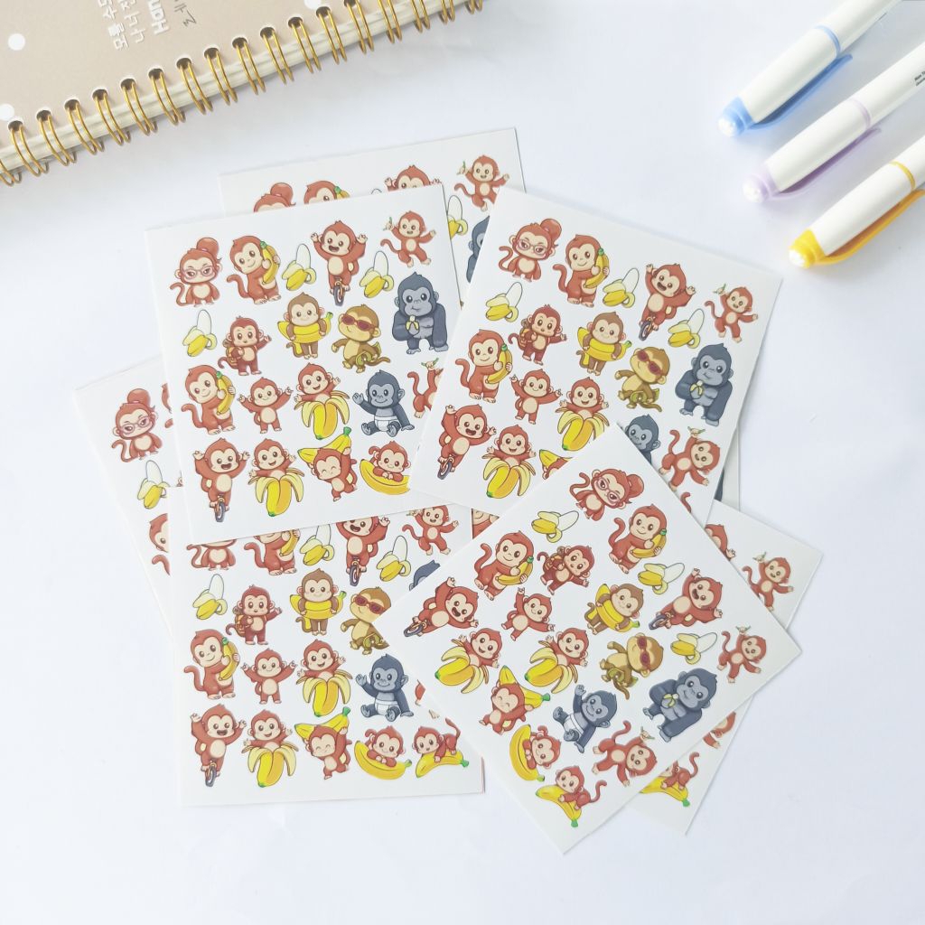 

Stiker Sheet Monkeys / Stiker Karakter Monyet / Stiker Karakter