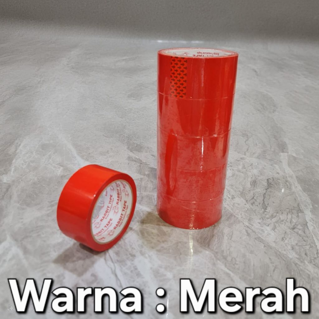 

Lakban Warna Merah / Rabbit Tape Red 45mm x 50M lakban 2" x 50 meter Murah Kualitas OK