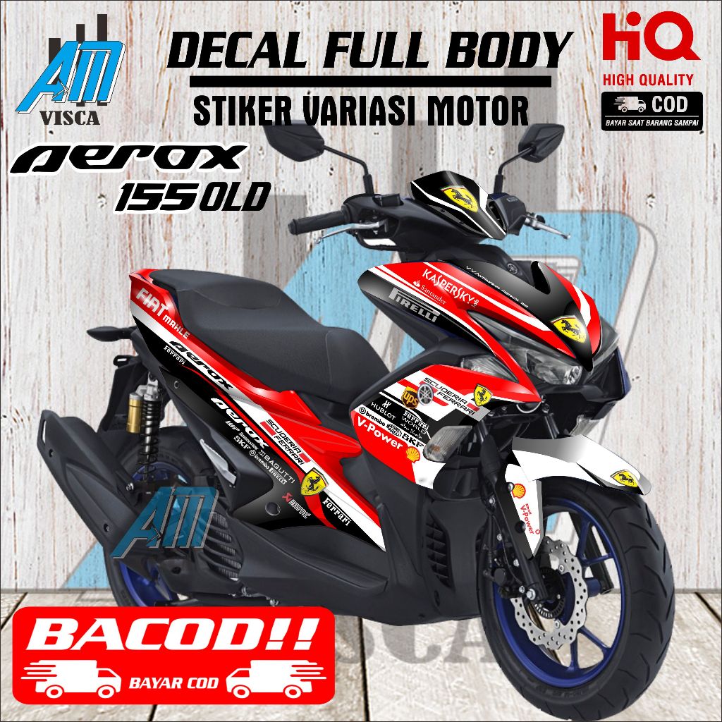 Decal Motor Aerox 155 Old Full Body Stiker Variasi Motor Aerox 155 Old Desain Ferari