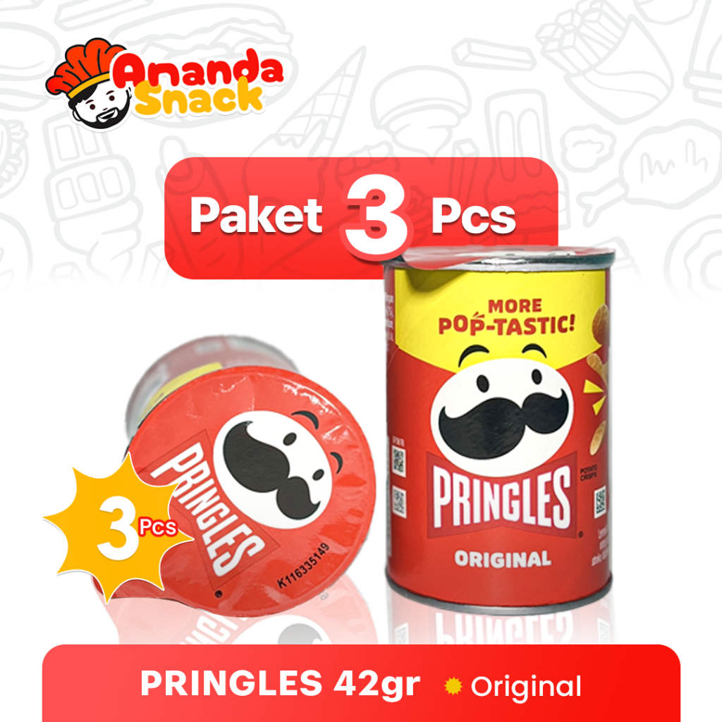 

Pringles Original 42gr (Paket 3 Pcs) Potato Chips Pringles Mini
