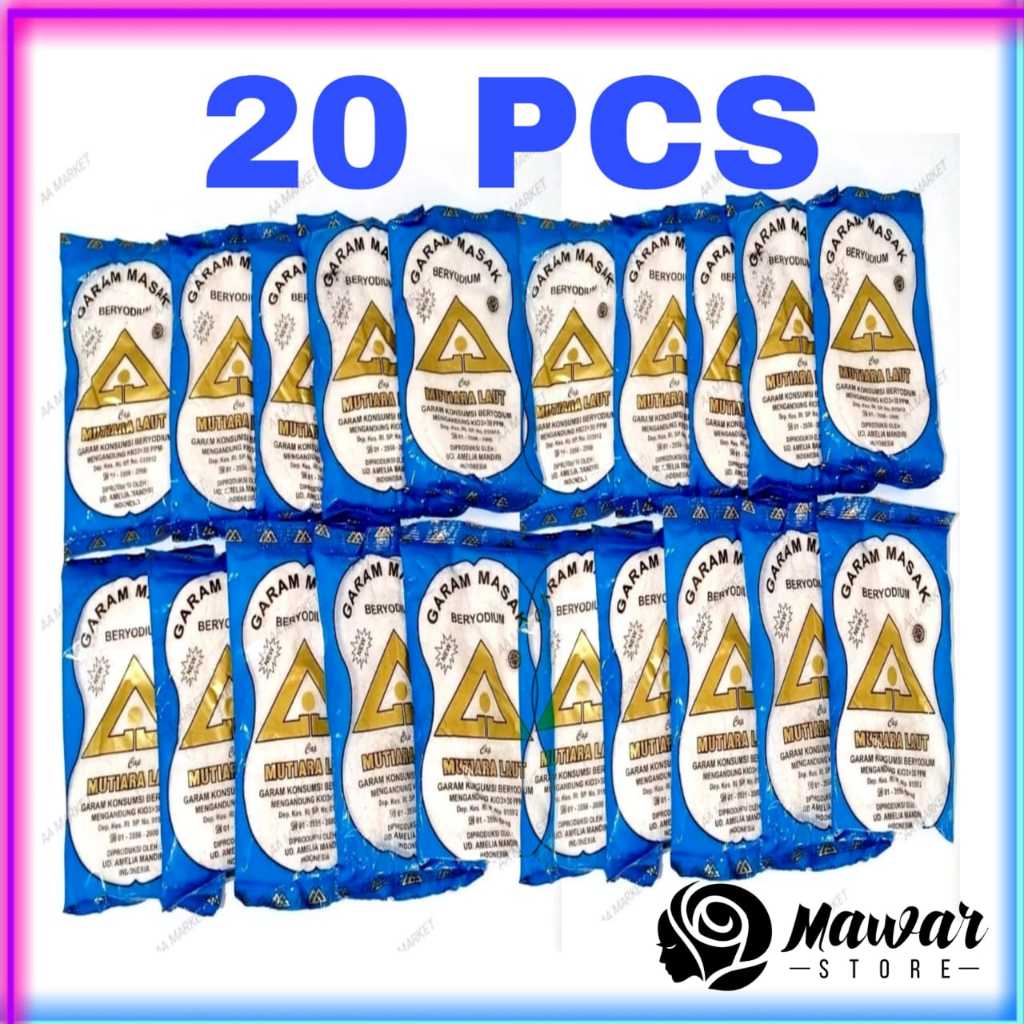 

[ 20 PCS ] GARAM MASAK BUMBU DAPUR HALUS BERYODIUM CAP MUTIARA LAUT 100GR