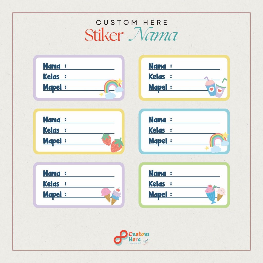 

[CUSTOM HERE] Stiker Nama Mata Pelajaran Stiker Label Sekolah Anak