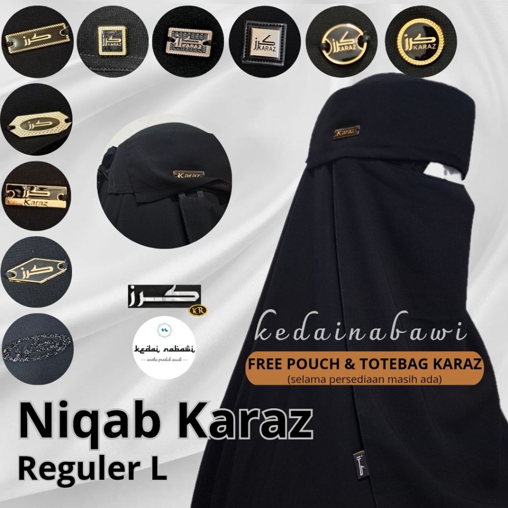 KARAZ Cadar / Niqob REGULER ORI 100% Saudi - Madinah Tanpa Jaitan Bawah Mata, Sifon Arab, Ped Keras 