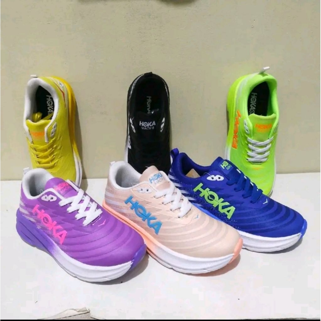 Sepatu Running Wanita Hoka Mach 5 Gradasi / Sneakers Jogging Women Outdoor