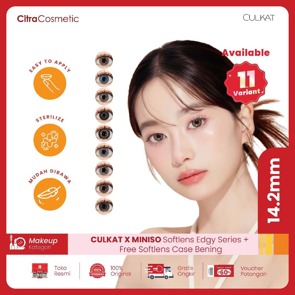 Culkat X Miniso Sfotlens Edgy Series + Free Softlens Case Bening
