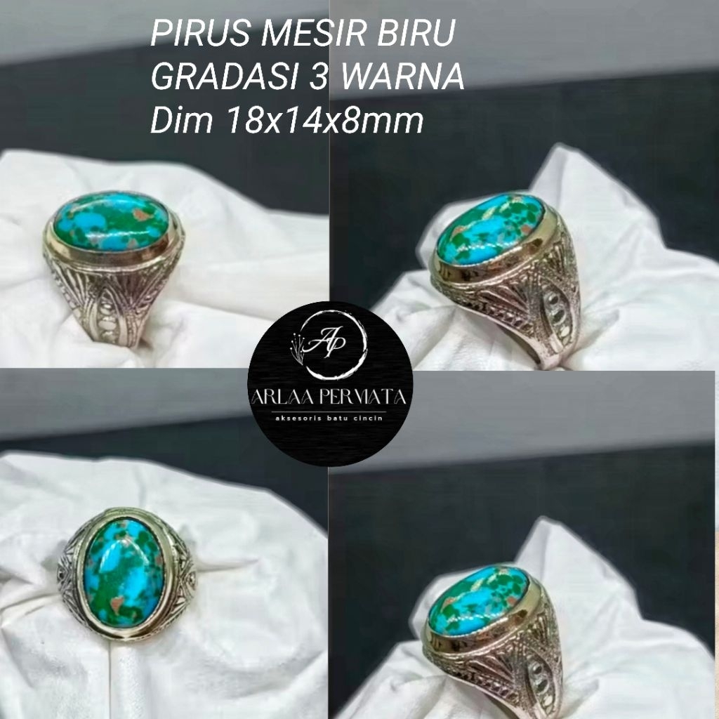 CINCIN BATU PIRUS MESIR BIRU GRADASI 3 WARNA