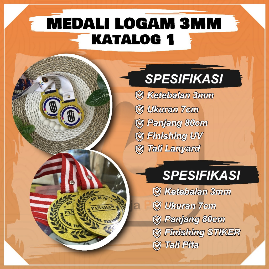 MEDALI LOGAM TEBAL 3 MM || MEDALI KEJUARAAN || MEDALI WISUDA || MEDALI LOMBA