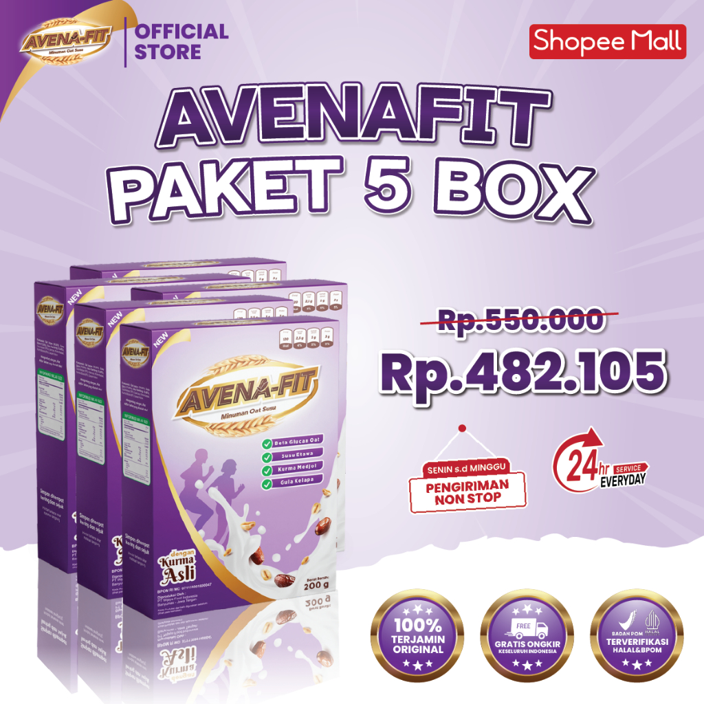 

Paket 5 Box Avena-Fit - Menu Sarapan Sehat Sereal Oat Susu