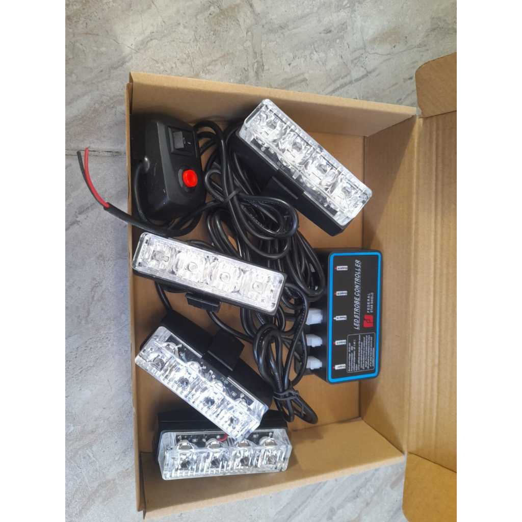 LED Kedip GRILL 4 Mata TEBAL FEDERAL SIGNAL 12V 24V Blitz