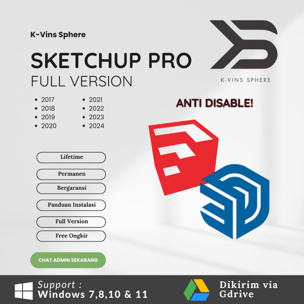 SketchUp Pro Full Version - 2017 s/d 2024 | Windows | Siap Pakai