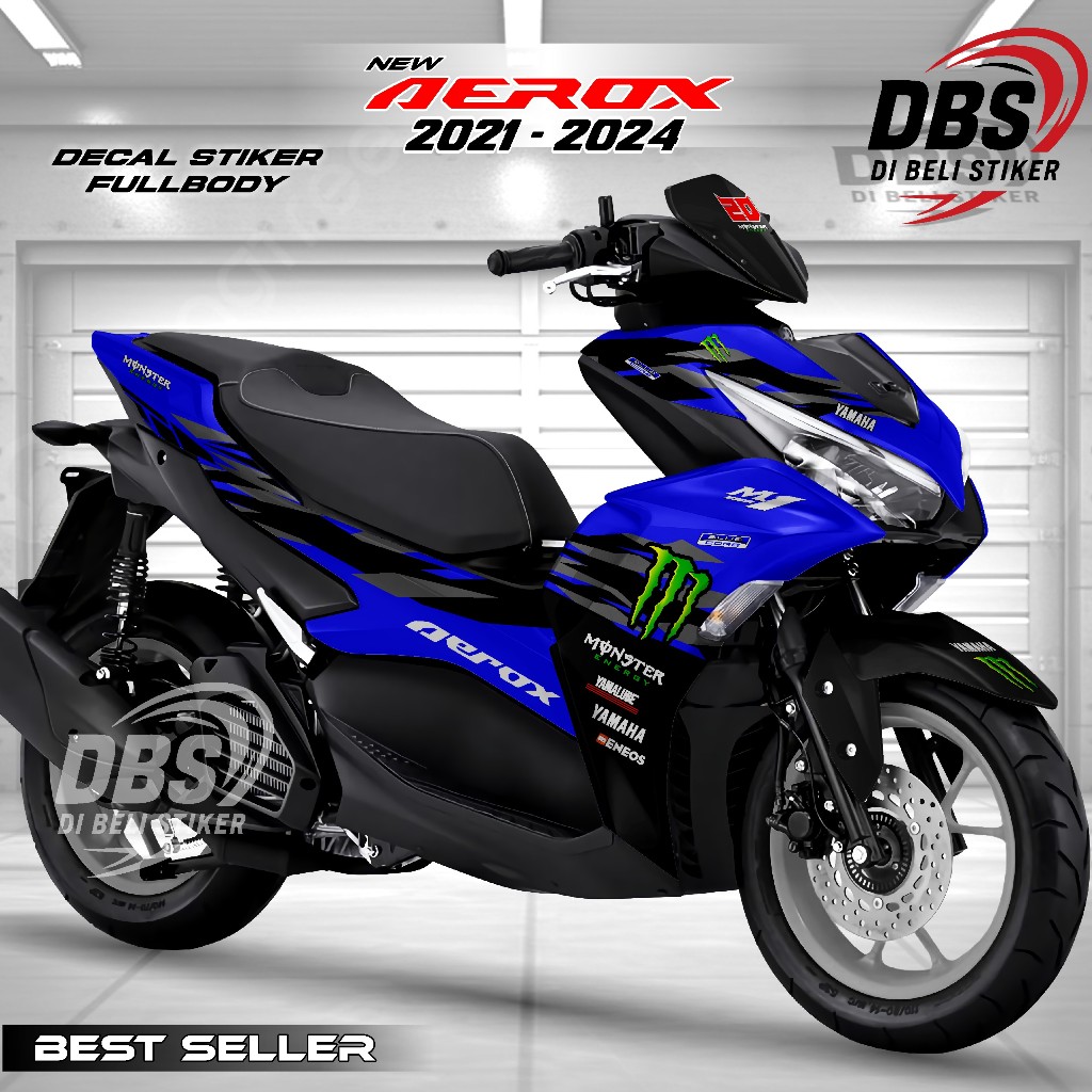 Decal Aerox New 155 Connected 2021 Full Body Decal Stiker New Aerox 2021-2024 Motif Monster25 DBS19